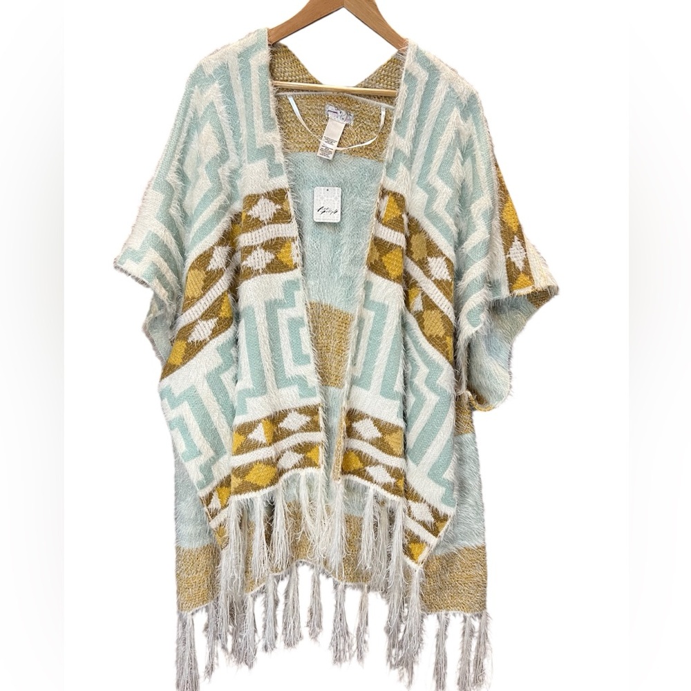 NWT Free People Cozy Diamondback Fringe Kimono - Picture 5 of 11